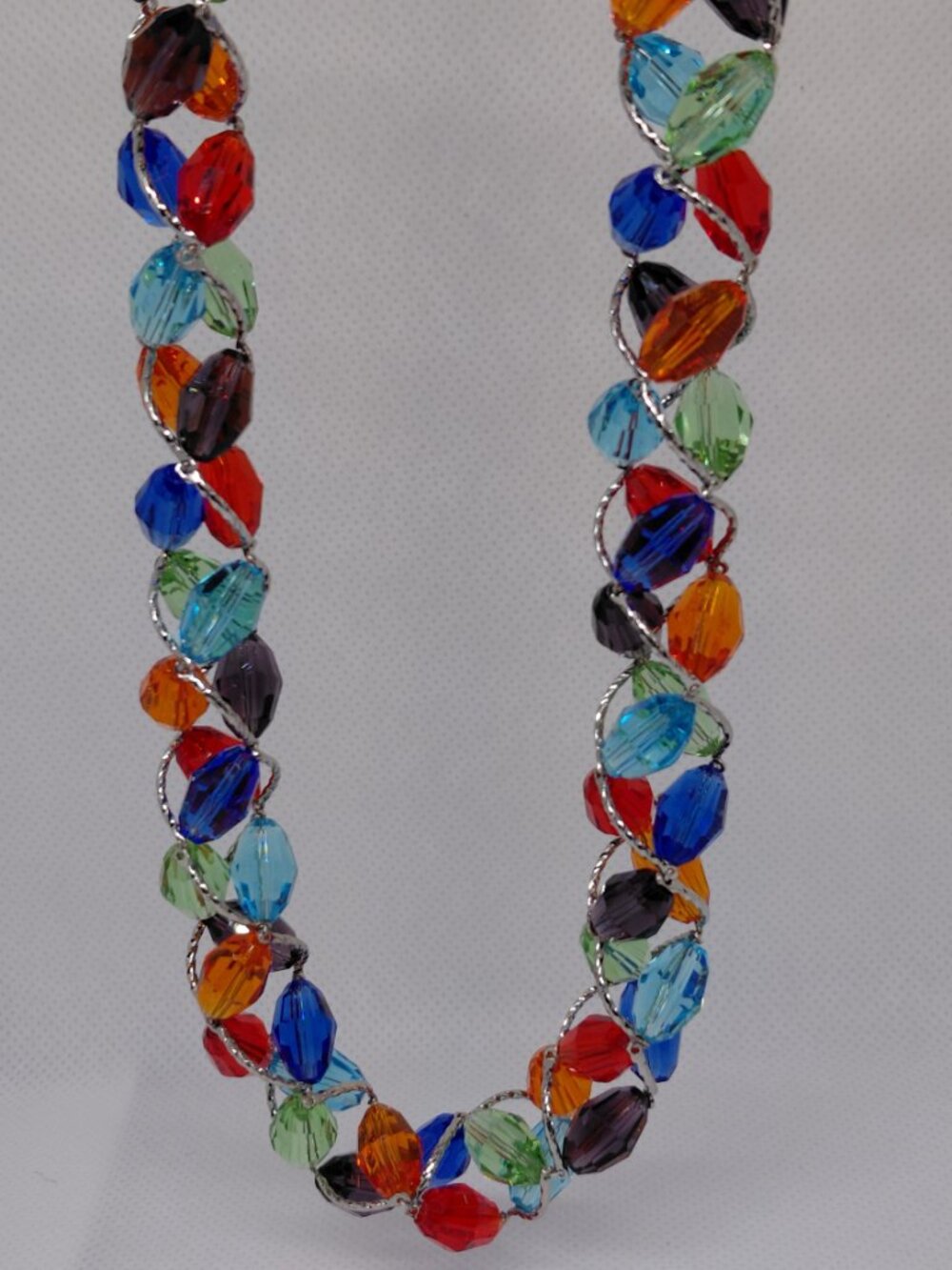 Vintage, Mint Condition Marks & Spencer Olive Multi-Color Crystal Bead Necklace
